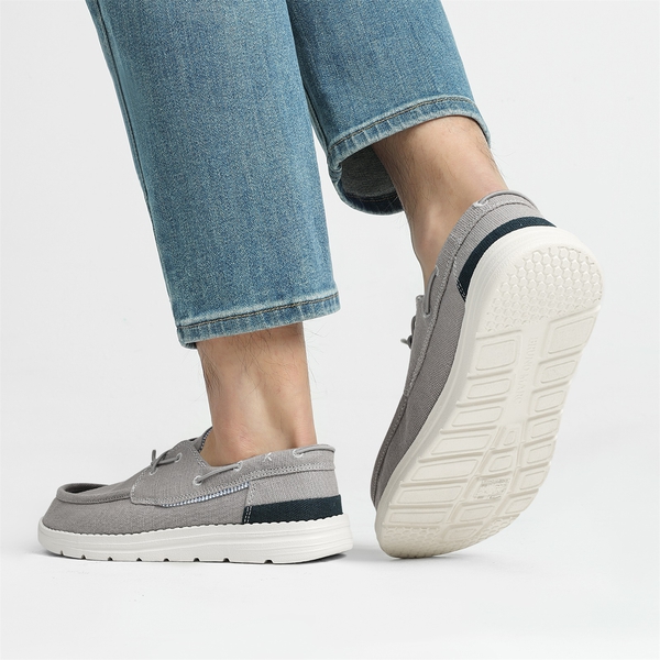 Men's Casual Slip-On Canvas Loafers - GREY - 6